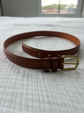 Coach Belt Women’s British Tan Real Leather Solid Brass 30” 75cm Made In USA